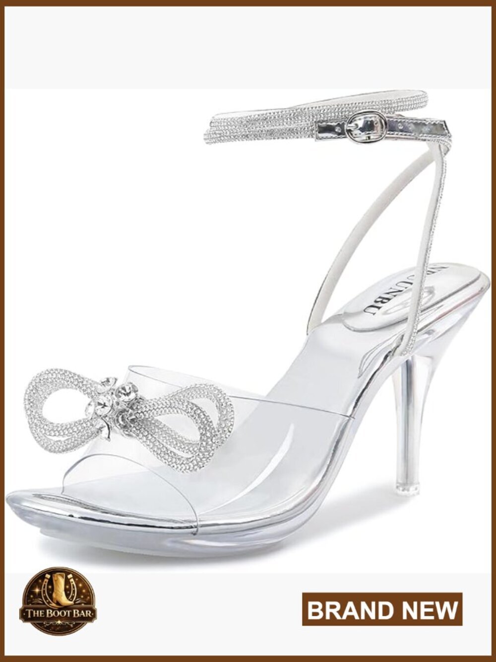 Clear Heels Rhinestone Bow Strappy Sandals Platform Stiletto Wedding Shoes